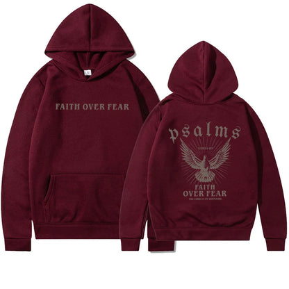 Faith over Fear Hoodie Bible Verse Shirt Christian Clothes Christian Merch Jesus Is King Motivational Sweater Religious Hoodies