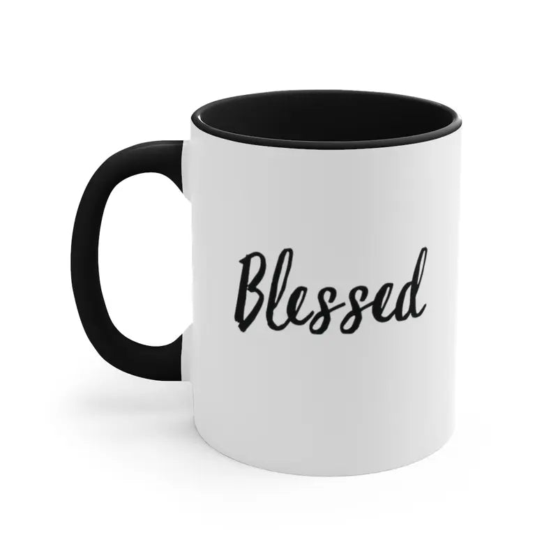 Blessed Ceramic 11Oz Mug Two Toned Black and White Christian Gift