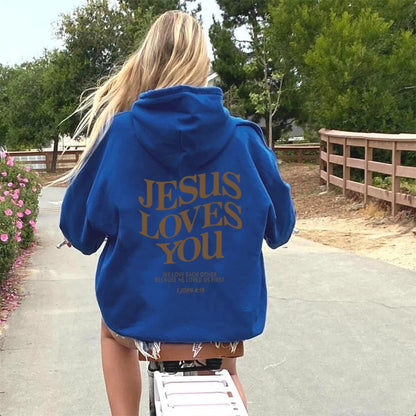 Jesus Loves You Hoodie Christian Hooded Sweatshirt Jesus Pullover Bible Verse Aesthetic Clothing Trendy Hoodies Christian Merch