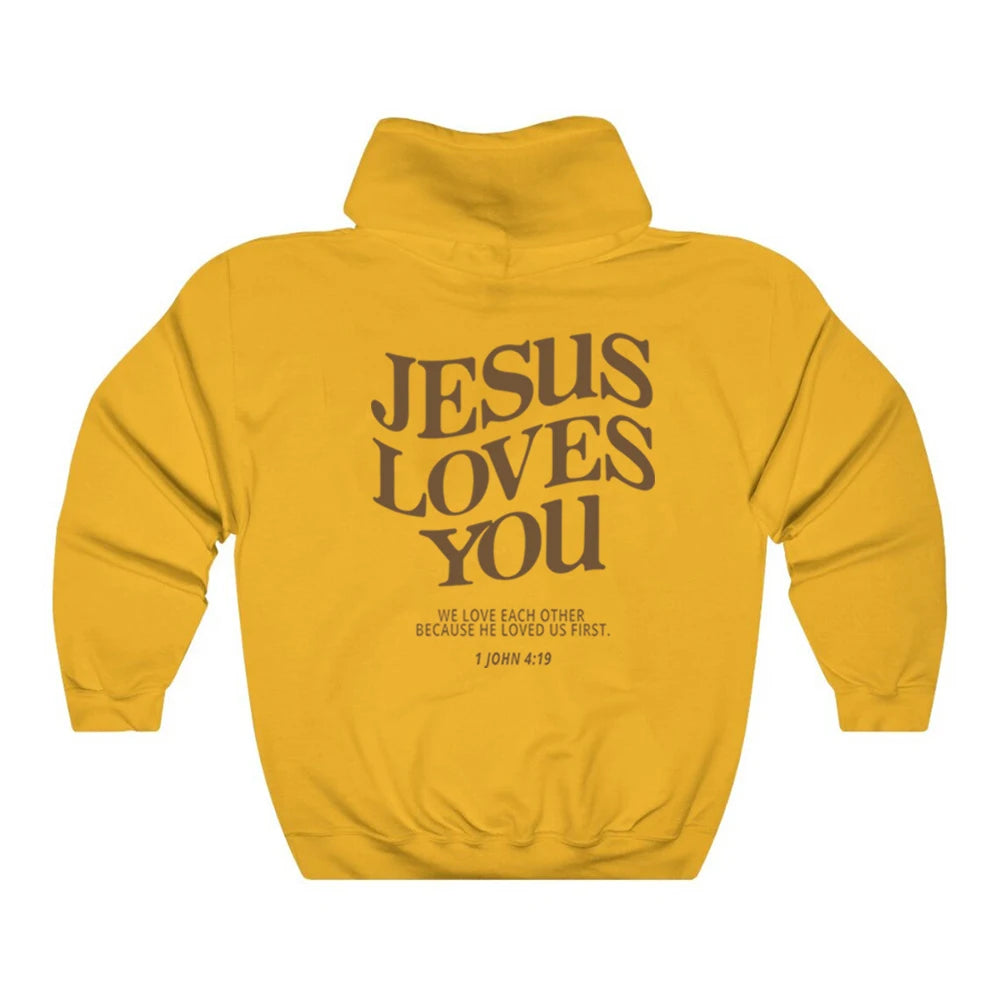 Jesus Loves You Hoodie Christian Hooded Sweatshirt Jesus Pullover Bible Verse Aesthetic Clothing Trendy Hoodies Christian Merch