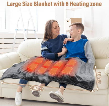 Portable Heated Blanket Shawl, USB Heated Blanket Shawl 59'' X 33.5'' Wearable Electric Blanket Small without Battery Pack Adjustable 3 Levels Fast Heating Electric Throw Machine Washable USB Heated Wrap for Office/Home,Soft Heated Throw Blanket