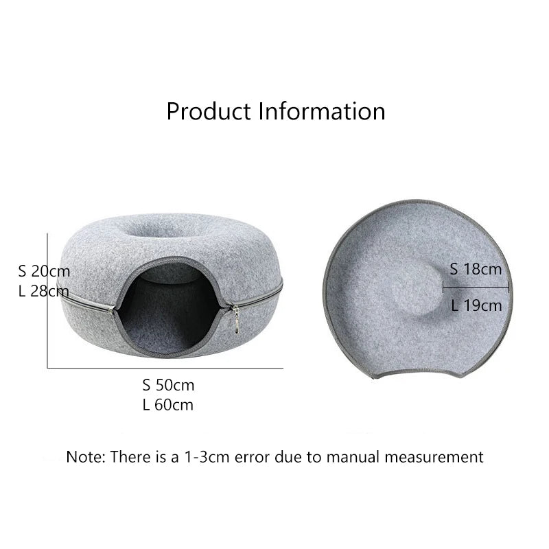 Donut Pet Cat Tunnel Interactive Bed Toy House Mat Cats Cushion Nest Sleeping Kitten Cave Puppy Home Bed Warm Donut Pet for Toys