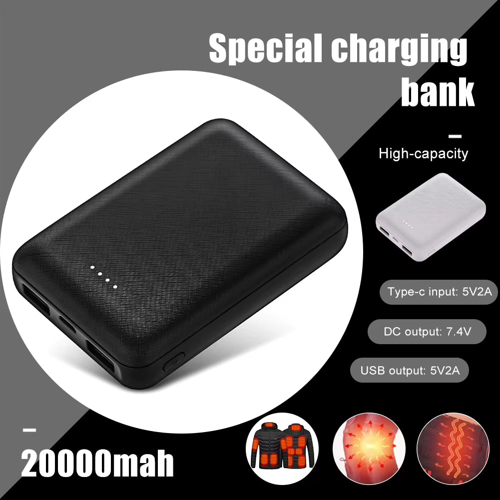 Power Bank 20000Mah Mini External Battery Charger Pack for Heating Jacket Sweater Socks Gloves Electric Heating Equipment