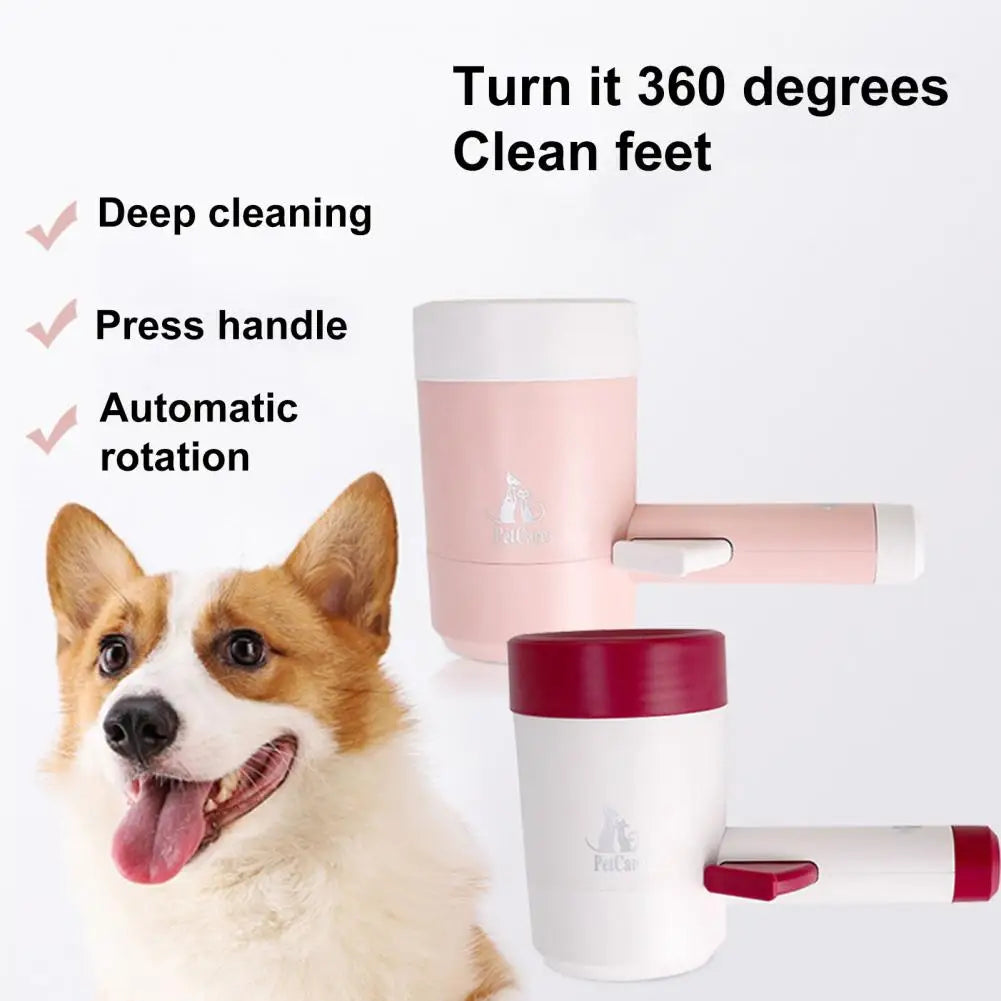 Pet Paw Cleaner Portable Pet Foot Washer with Ergonomic Handle Automatic Dog Paw Cleaner Brush Cup for Easy No Battery Required