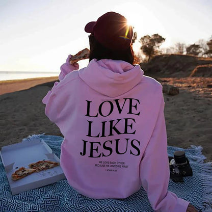 Love like Jesus Inspirational Christian Hoodie Faith Based Religious Hoodies Christian Apparel Bible Verse Jesus Sweatshirt Top