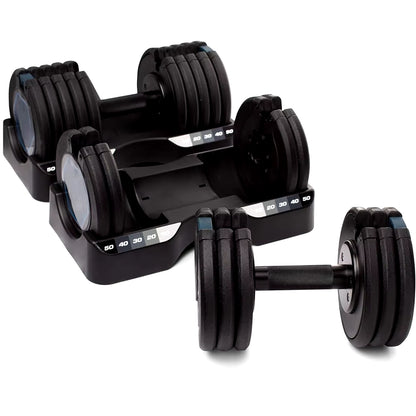 50 Lb. Rapid Strike Dumbbell Set Adjustable Gym Dumbbells Sets Large Fitness Equipment Body Building Sports Entertainment