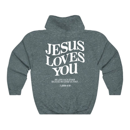 Jesus Loves You Hoodie Christian Hooded Sweatshirt Jesus Pullover Bible Verse Aesthetic Clothing Trendy Hoodies Christian Merch