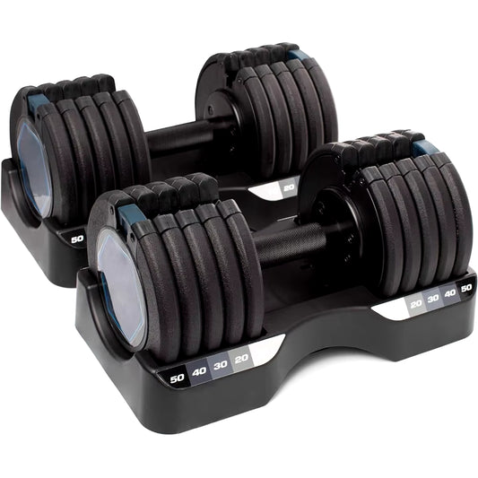 50 Lb. Rapid Strike Dumbbell Set Adjustable Gym Dumbbells Sets Large Fitness Equipment Body Building Sports Entertainment