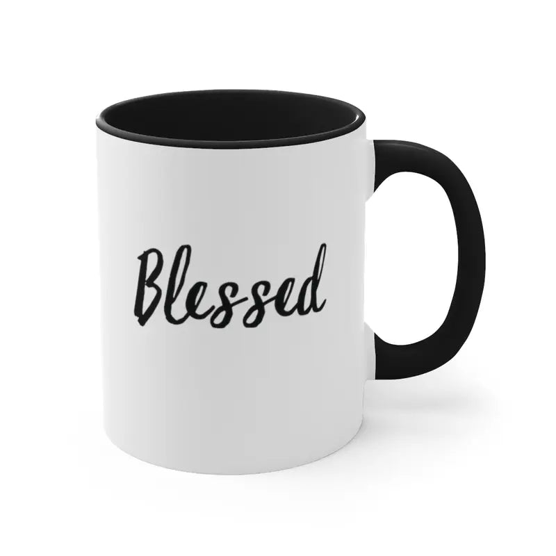 Blessed Ceramic 11Oz Mug Two Toned Black and White Christian Gift