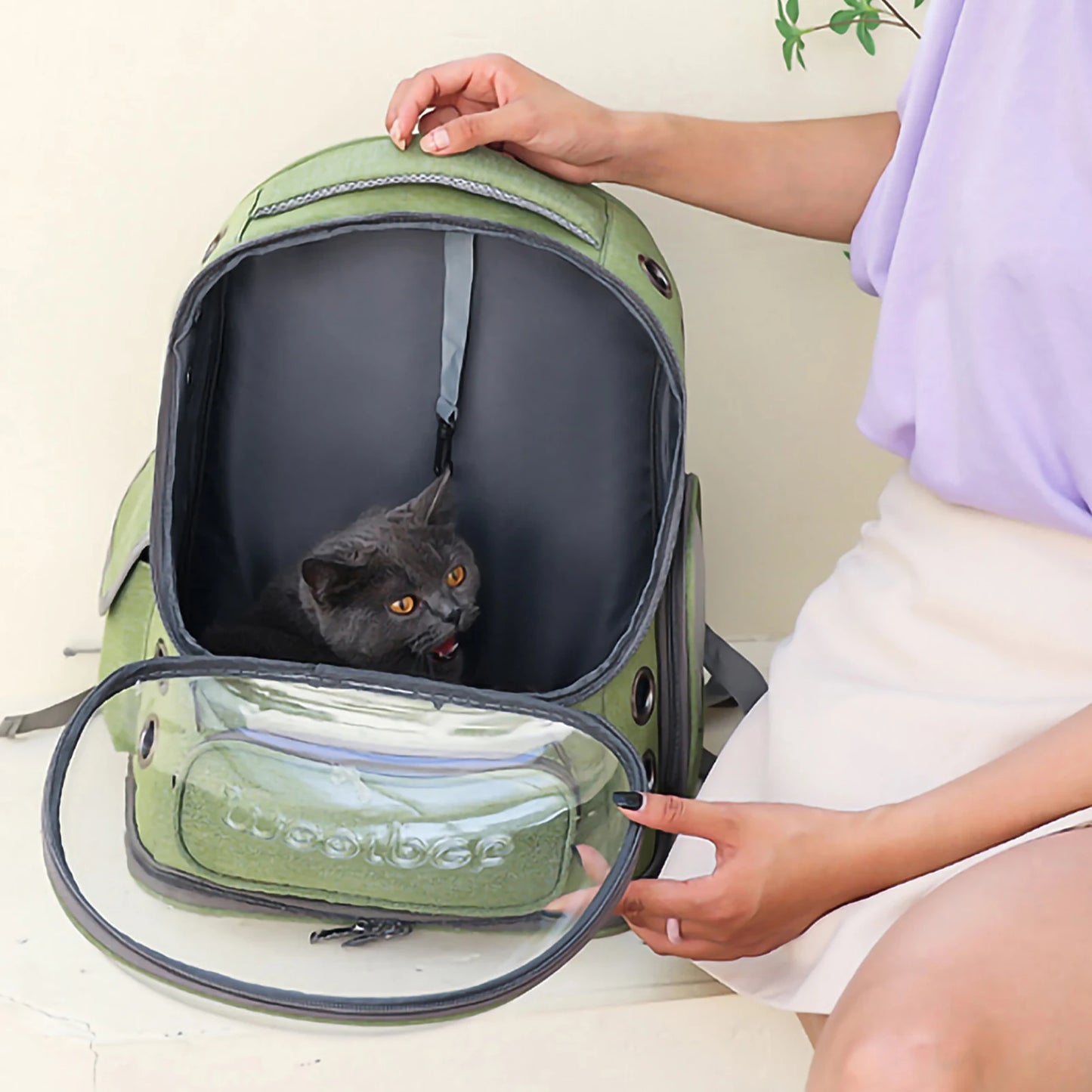 Pet Cat Backpack Astronaut Transparent Carrying Bag for Cat Puppy Breathable Kitten Outdoor Bags Space Capsule Cats Package