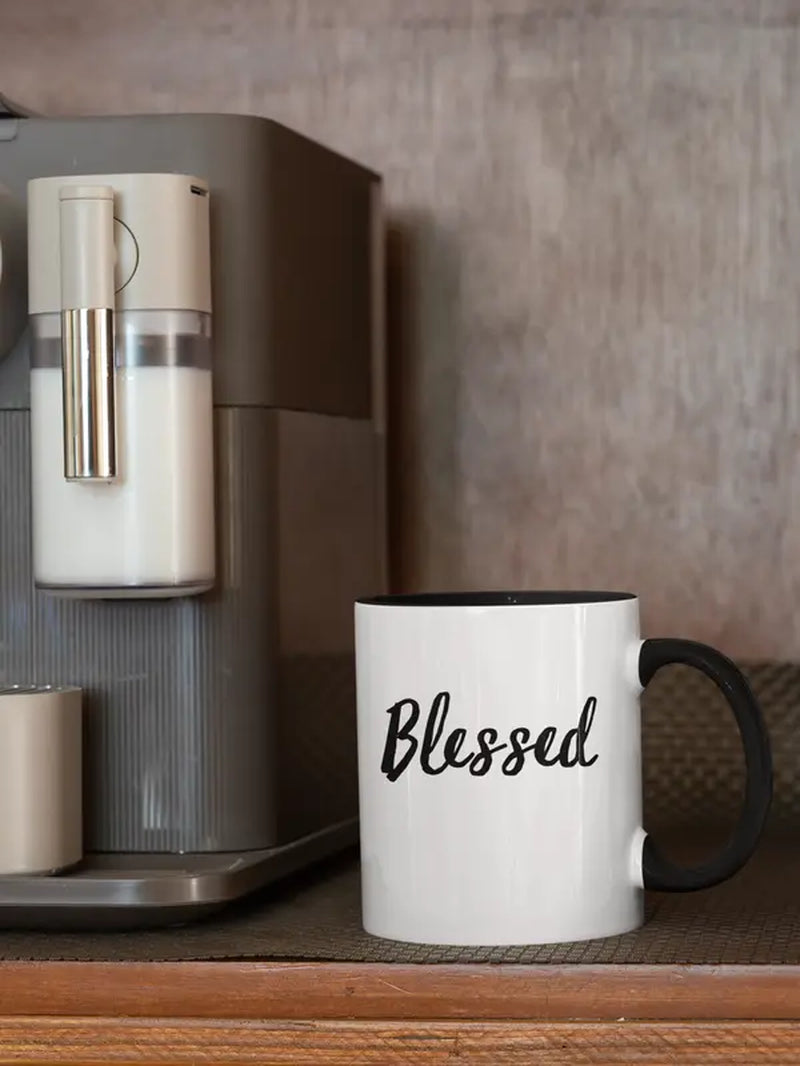 Blessed Ceramic 11Oz Mug Two Toned Black and White Christian Gift