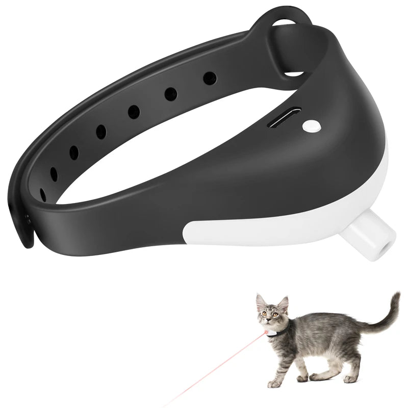 Smart Laser Cat-Teasing Collar Laser Rechargeable Auto Infrared Interactive Pet Kitten Toys for Relieve Anxiety Increase Agility