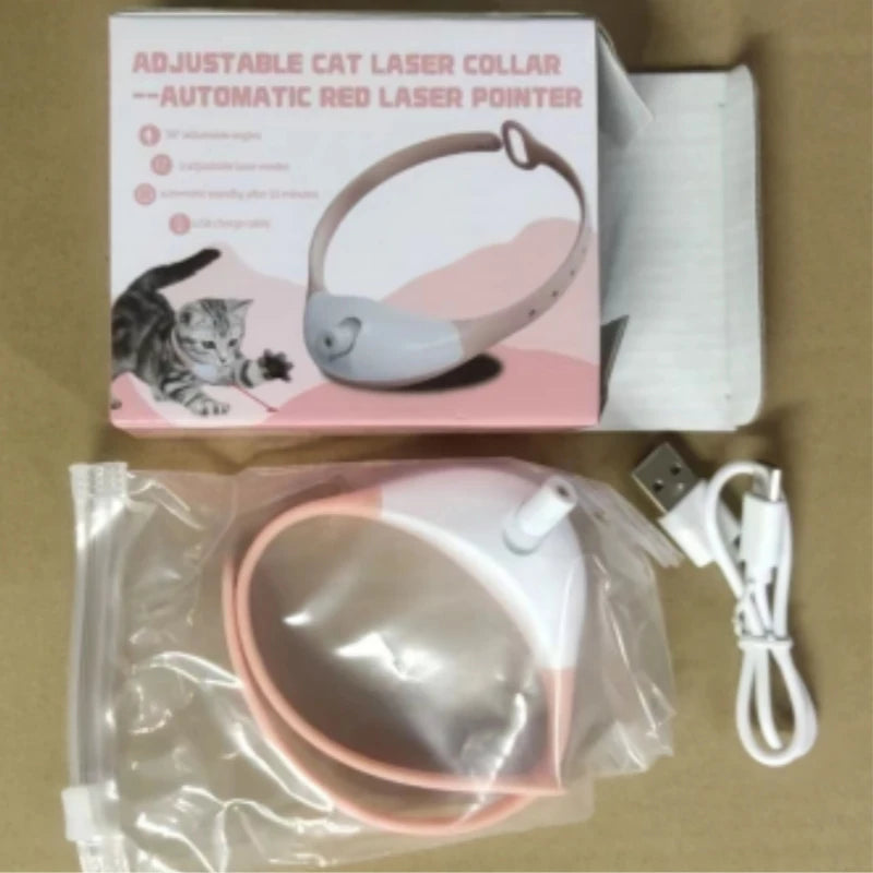 Smart Laser Cat-Teasing Collar Laser Rechargeable Auto Infrared Interactive Pet Kitten Toys for Relieve Anxiety Increase Agility