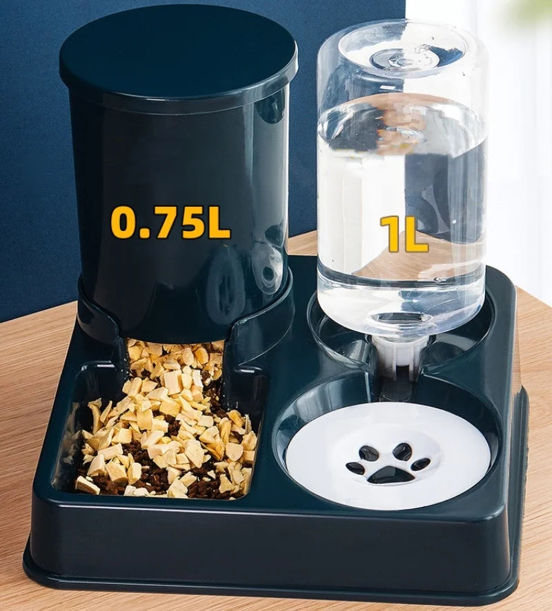 Automatic Cat Feeder and Water Dispenser Set Gravity Cat Dog Food Dispenser 2 in 1 Gravity Pet Feeder and Water Dispenser