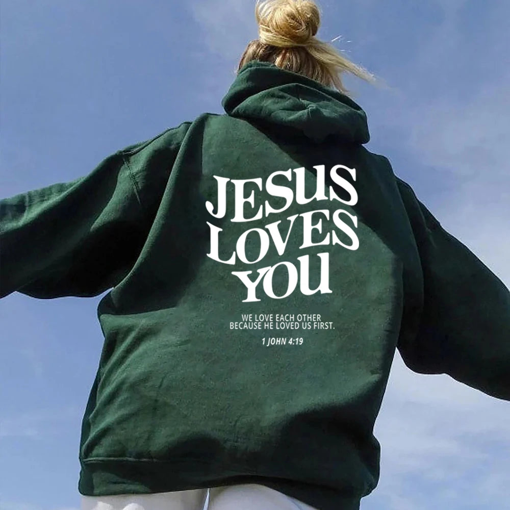 Jesus Loves You Hoodie Christian Hooded Sweatshirt Jesus Pullover Bible Verse Aesthetic Clothing Trendy Hoodies Christian Merch