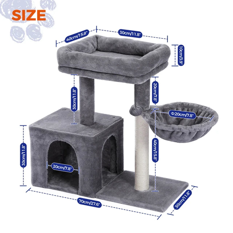 Small Cat Tree Cat Tower with Condo Hammock Cat Scratcher Scratching Post for Cat Bed Home Cat Accessories Cat Toy Pet Furniture