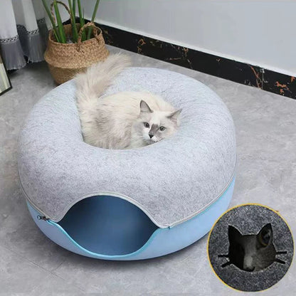 Donut Pet Cat Tunnel Interactive Bed Toy House Mat Cats Cushion Nest Sleeping Kitten Cave Puppy Home Bed Warm Donut Pet for Toys