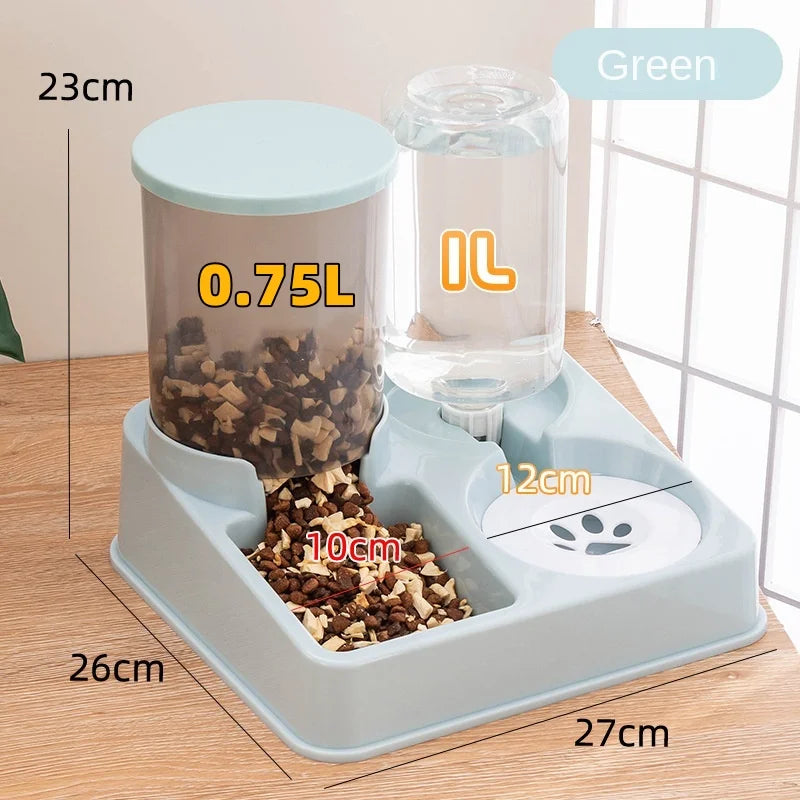 Automatic Cat Feeder and Water Dispenser Set Gravity Cat Dog Food Dispenser 2 in 1 Gravity Pet Feeder and Water Dispenser