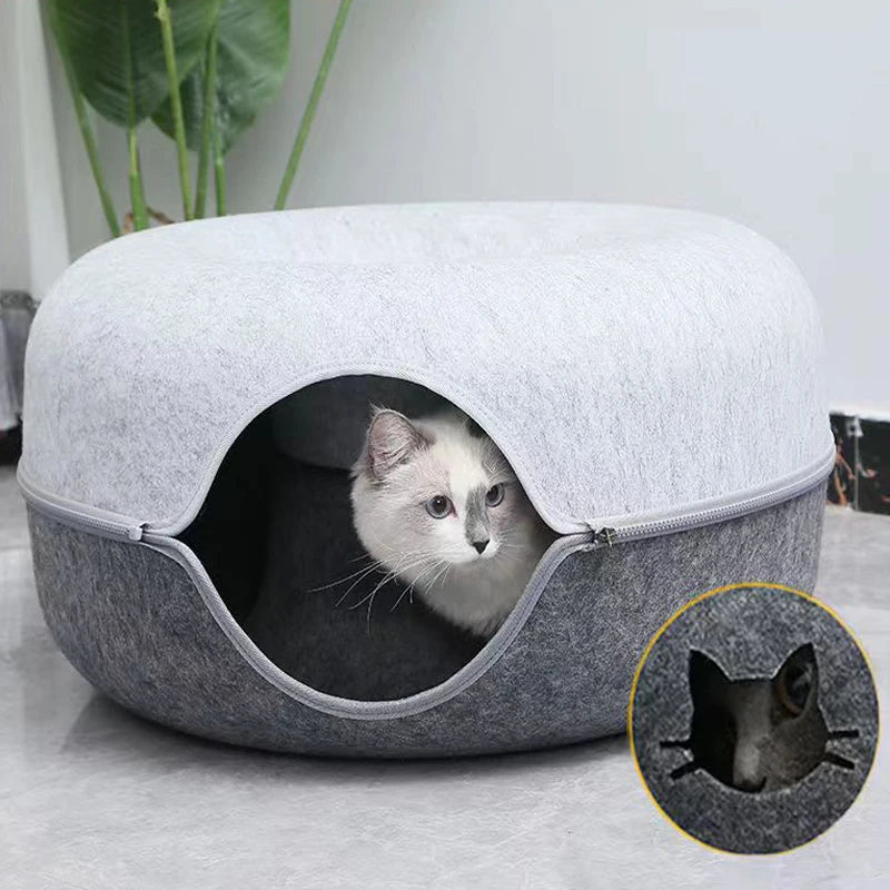 Donut Pet Cat Tunnel Interactive Bed Toy House Mat Cats Cushion Nest Sleeping Kitten Cave Puppy Home Bed Warm Donut Pet for Toys