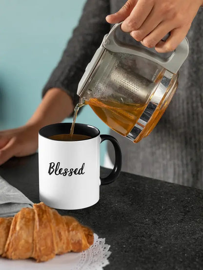 Blessed Ceramic 11Oz Mug Two Toned Black and White Christian Gift