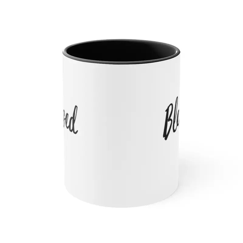 Blessed Ceramic 11Oz Mug Two Toned Black and White Christian Gift