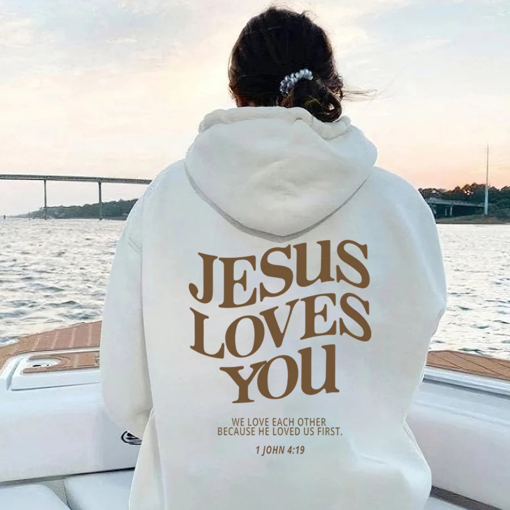 Jesus Loves You Hoodie Christian Hooded Sweatshirt Jesus Pullover Bible Verse Aesthetic Clothing Trendy Hoodies Christian Merch