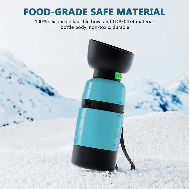 Pecute Upgraded 22 Oz Dog Water Bottle with 5 Oz Food Container, Portable Dog Travel Water Bottle Dispenser, Leakproof, BPA Free, Lightweight, Pet Water Bottle Bowl for Outdoor Walking Hiking Camping