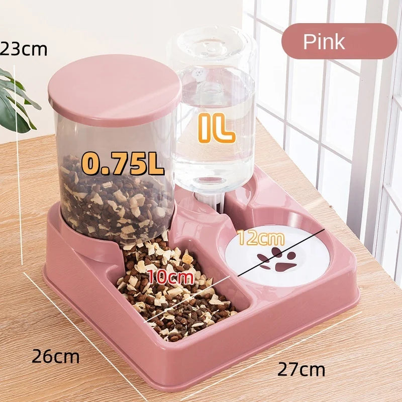 Automatic Cat Feeder and Water Dispenser Set Gravity Cat Dog Food Dispenser 2 in 1 Gravity Pet Feeder and Water Dispenser