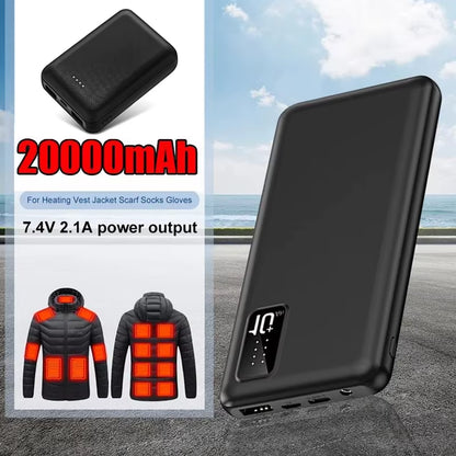 Power Bank 20000Mah Mini External Battery Charger Pack for Heating Jacket Sweater Socks Gloves Electric Heating Equipment