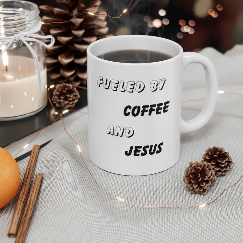 Christian Ceramic 11 Oz Mug Fueled by Coffee and Jesus Religious Inspirational Gift