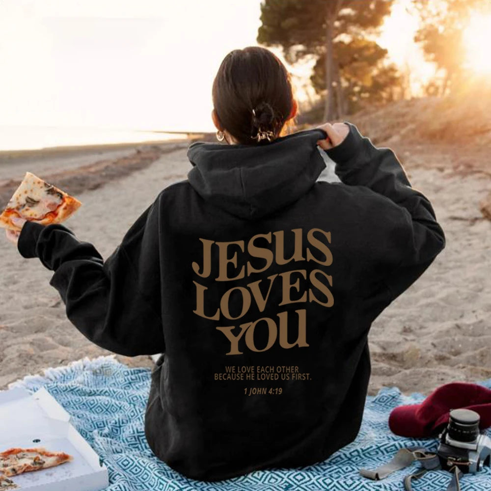 Jesus Loves You Hoodie Christian Hooded Sweatshirt Jesus Pullover Bible Verse Aesthetic Clothing Trendy Hoodies Christian Merch